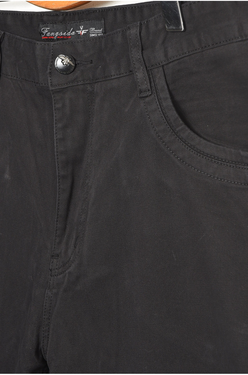 Штани чоловічі напівбатальні чорного кольору 185912 Штани чоловічі напівбатальні чорного кольору 185912