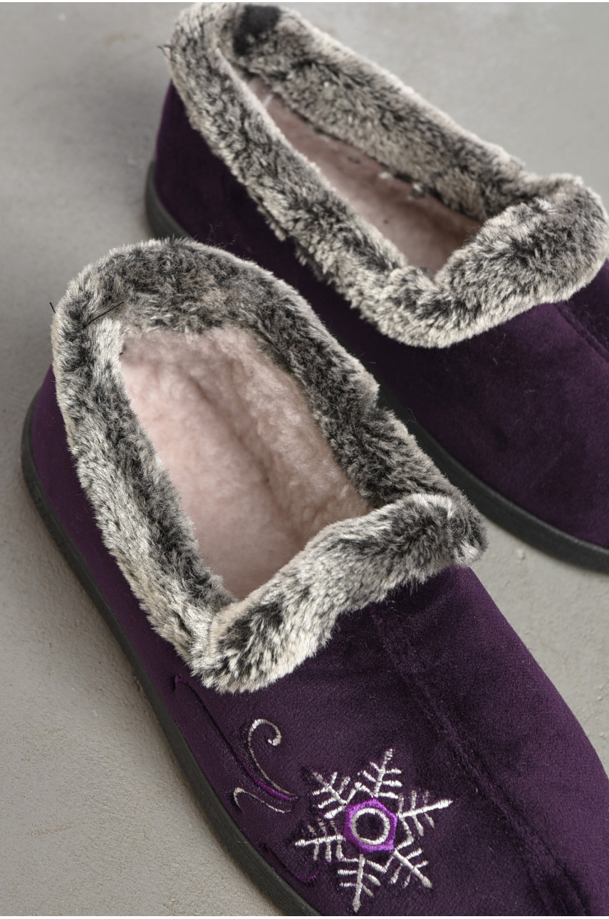 Капці жіночі на хутрі фіолетового кольору з візерунком К-2202 186056