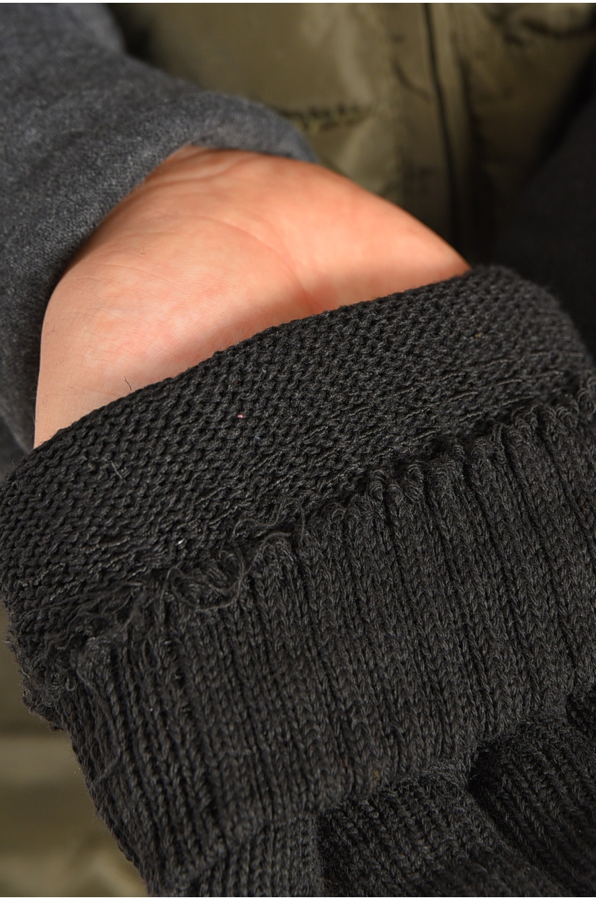 Перчатки мужские вязаные утепленные черного цвета двойные 186194