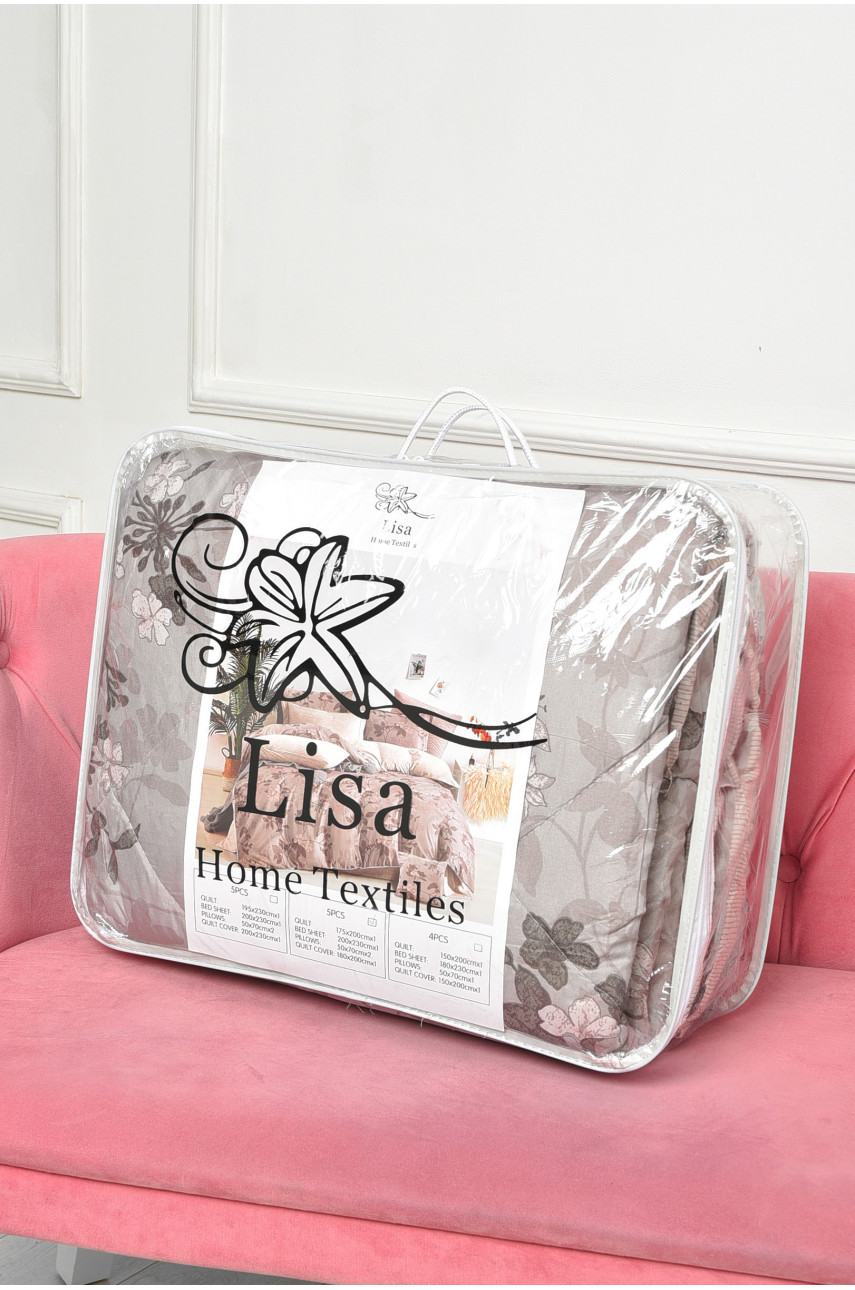 Комплект постельного белья с одеялом серого цвета евро 07185 186387