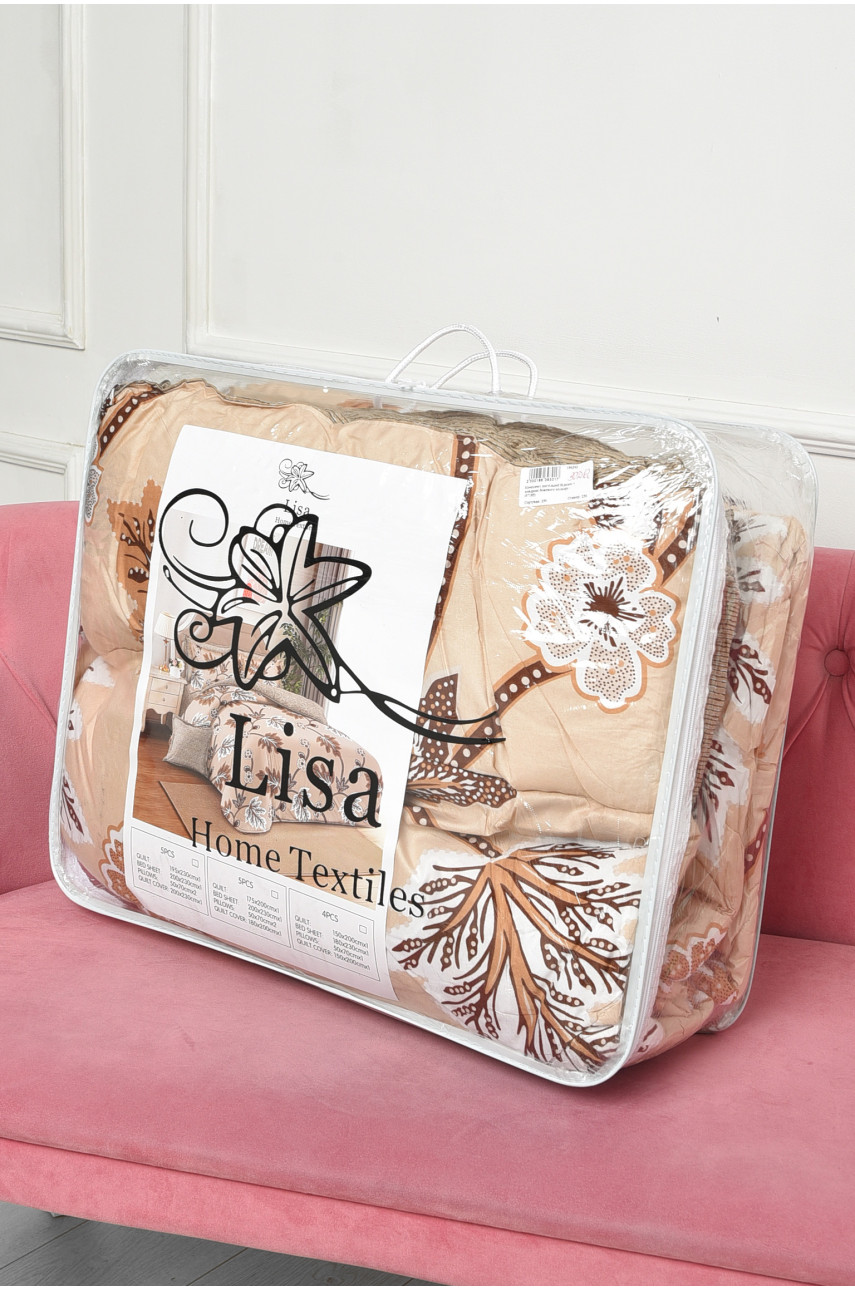 Комплект постільної білизни з ковдрою бежевого кольору євро 07185 186393 Комплект постільної білизни з ковдрою бежевого кольору євро 07185 186393