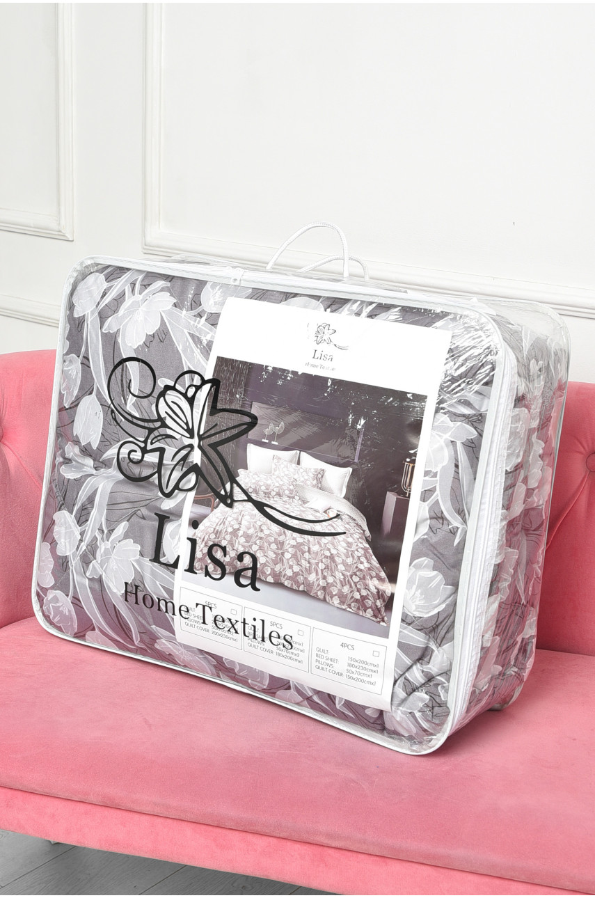 Комплект постельного белья с одеялом тёмно-серого цвета двухспальный 07186 186472