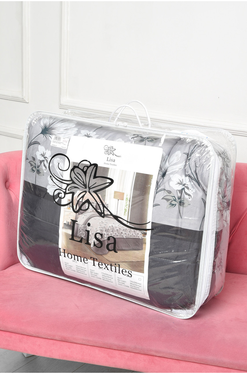 Комплект постельного белья с одеялом серого цвета двухспальный 07186 186474