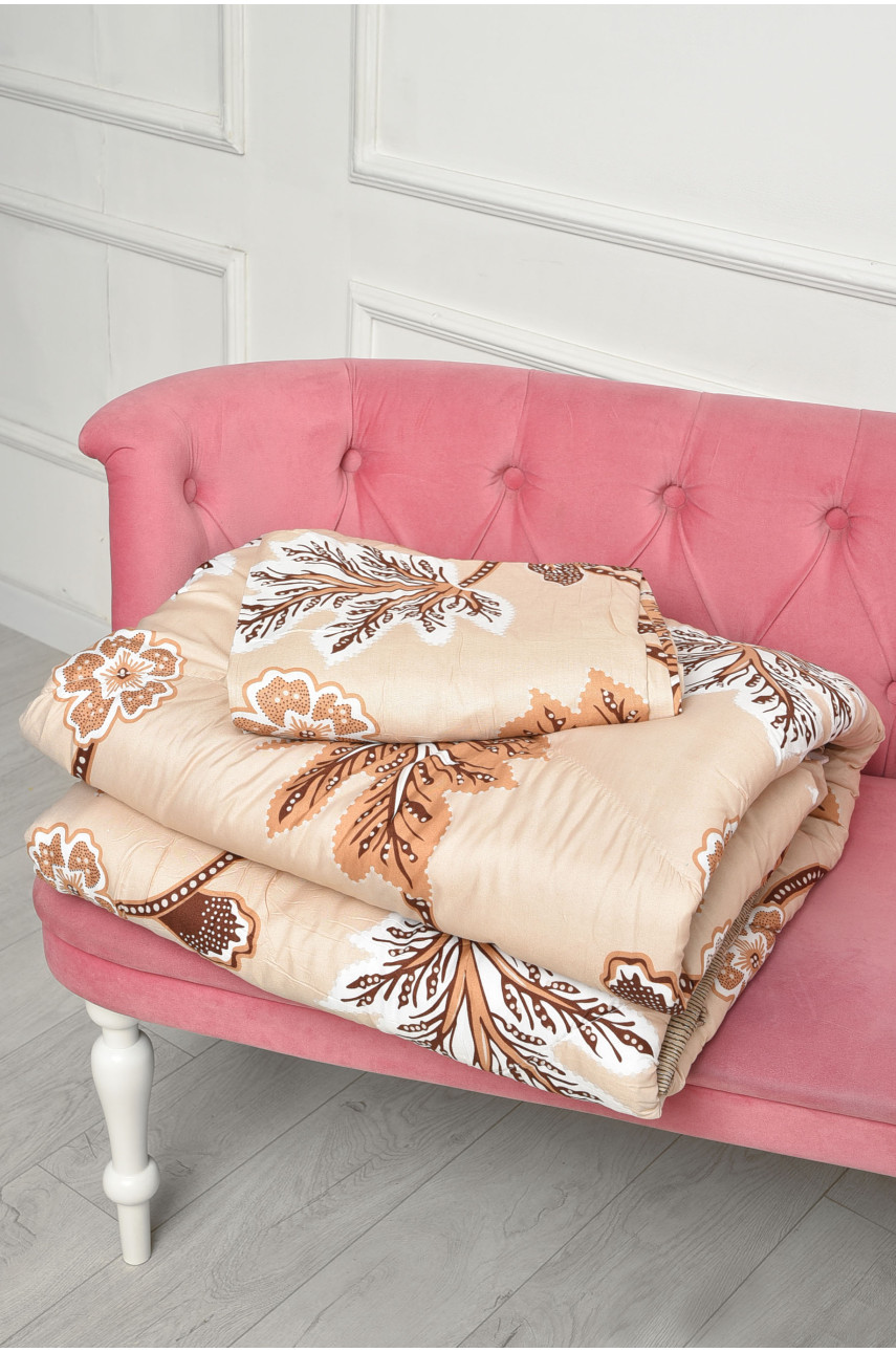 Комплект постельного белья с одеялом бежевого цвета двухспальный 07186 186475