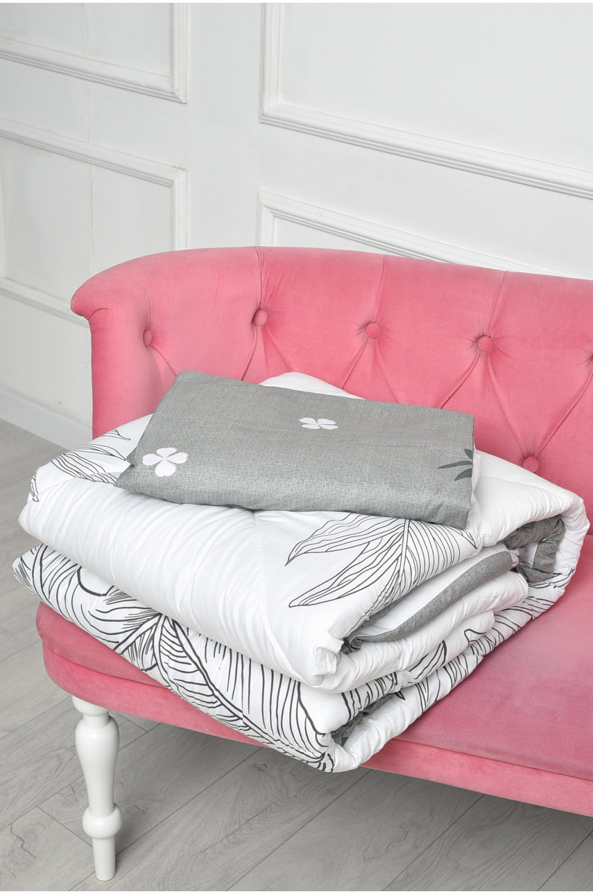 Комплект постельного белья с одеялом бело-серого цвета двухспальный 07186 186483