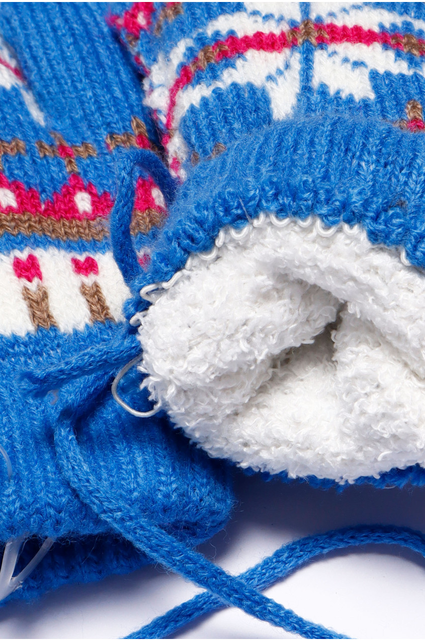 Рукавички дитячі утеплені блакитного кольору з малюнком 186503