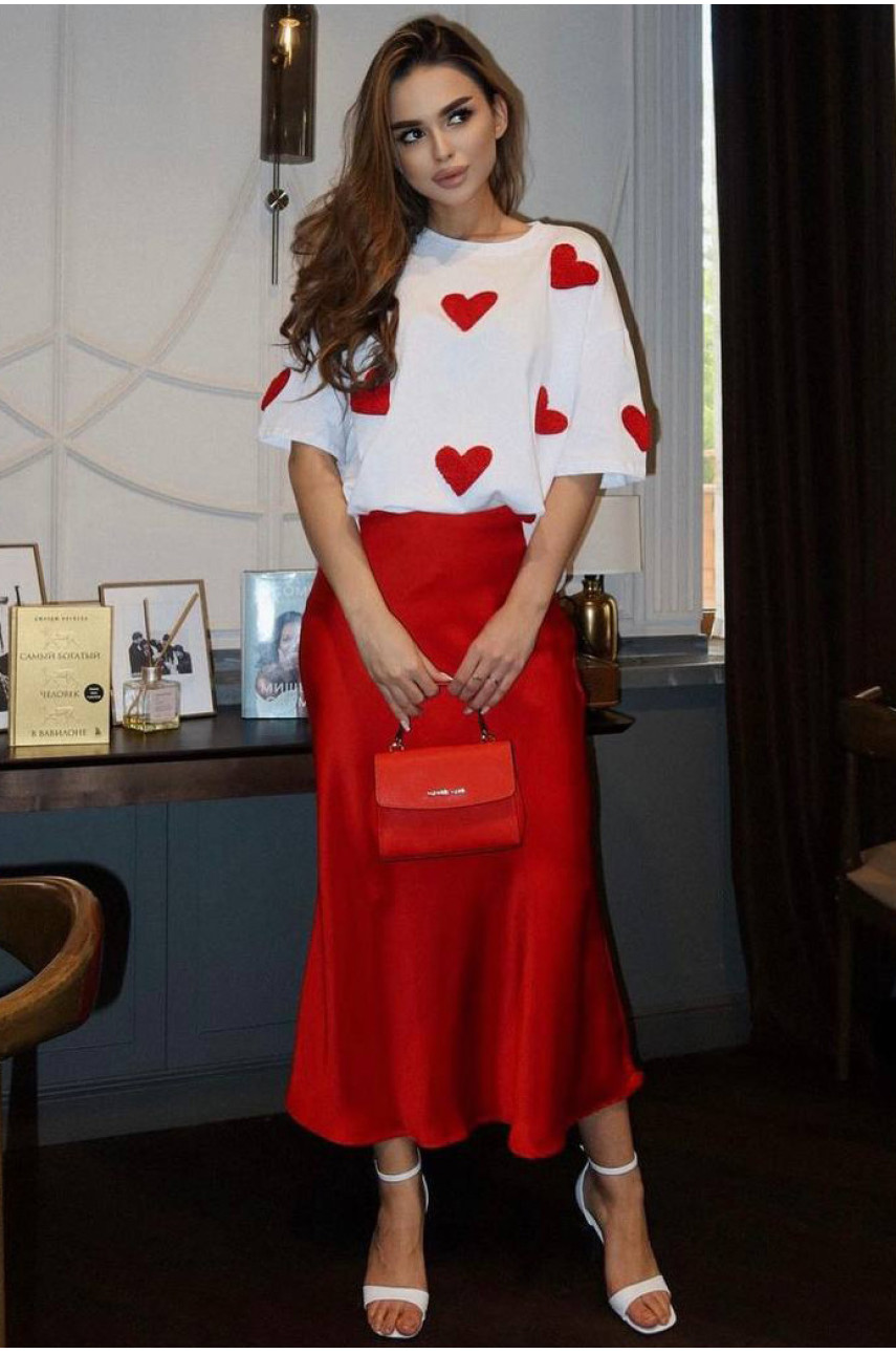 Юбка шелковая красного цвета 1372 186515 Юбка шелковая красного цвета 1372 186515