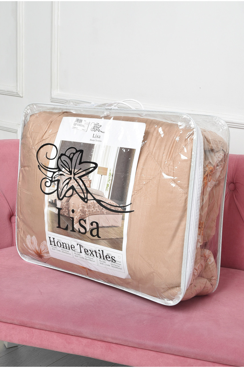 Комплект постельного белья с одеялом бежевого цвета полуторный 07187 186518