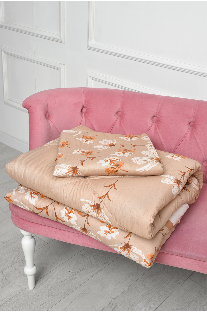 Комплект постельного белья с одеялом бежевого цвета полуторный 07187 186518