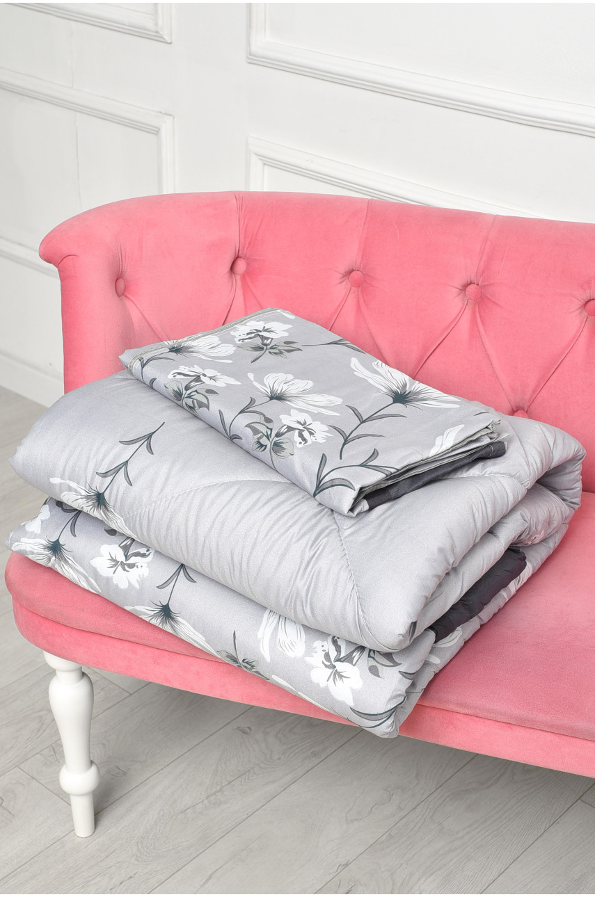 Комплект постельного белья с одеялом серого цвета полуторный 07187 186520