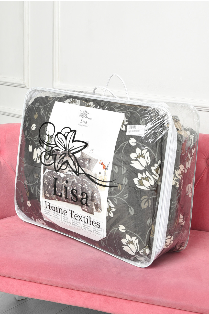 Комплект постельного белья с одеялом темно-серого цвета полуторный 07187 186522