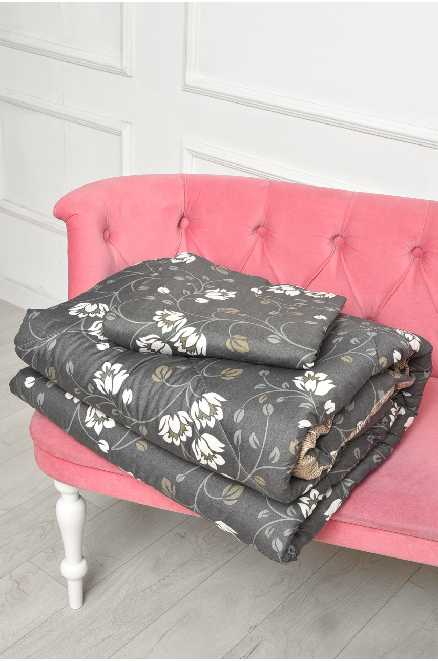 Комплект постельного белья с одеялом темно-серого цвета полуторный 07187 186522