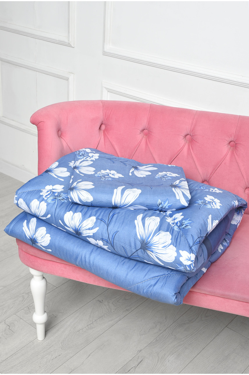 Комплект постельного белья с одеялом синего цвета полуторный 07187 186528