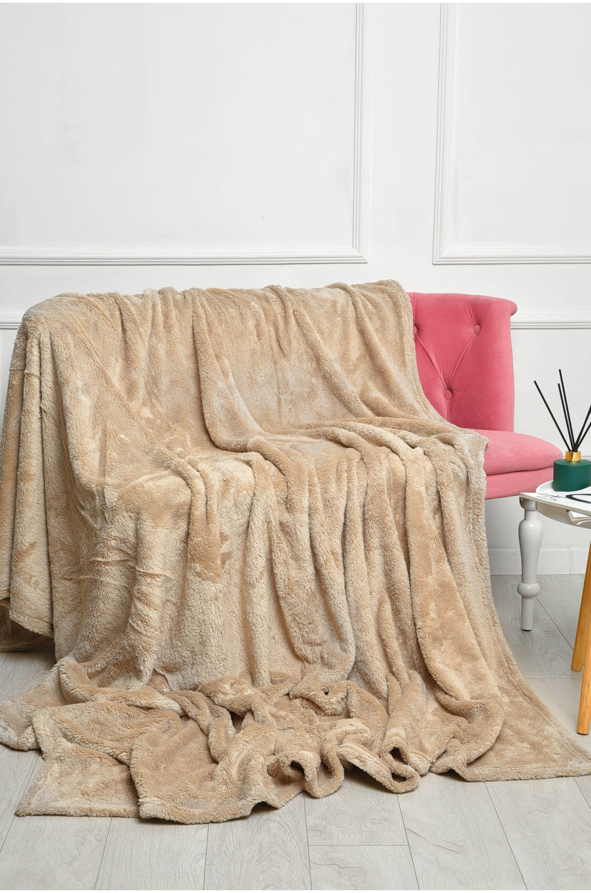 Плед однотонный бежевого цвета размер 220*240 08953 186589