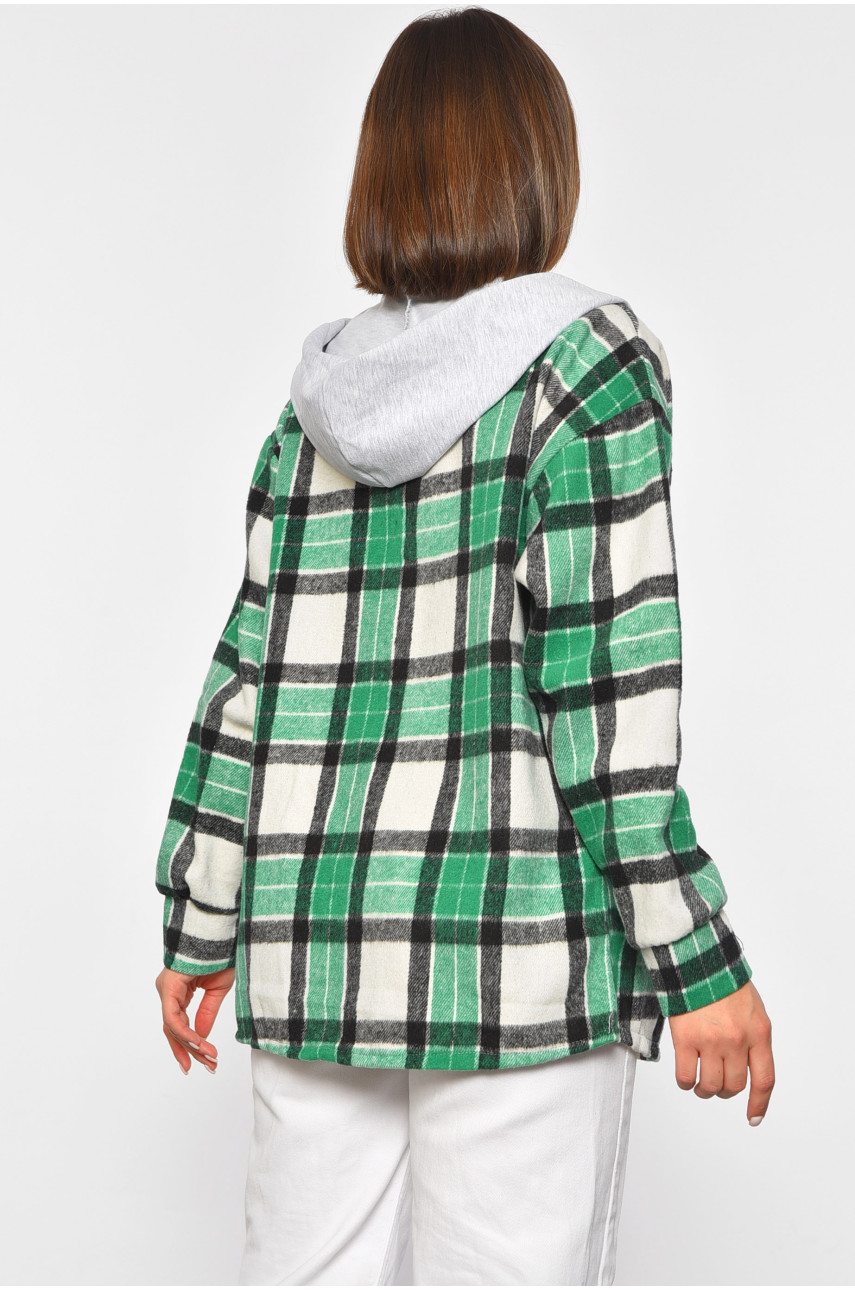 Рубашка женская в клетку зеленого цвета 186669