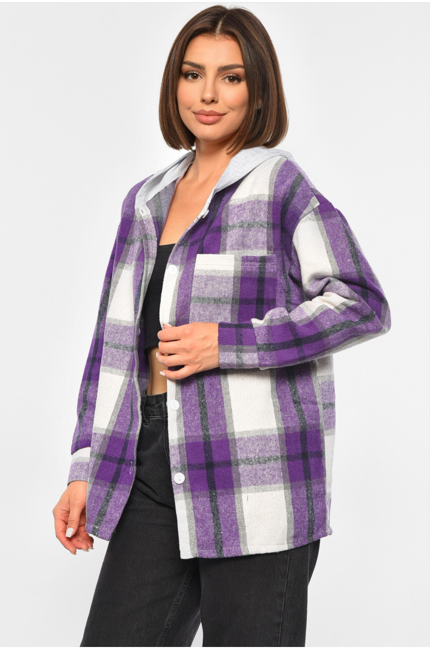 Рубашка женская в клетку фиолетового цвета 186672 Рубашка женская в клетку фиолетового цвета 186672