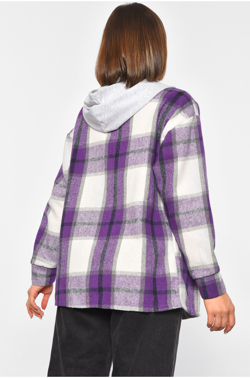 Рубашка женская в клетку фиолетового цвета 186672 Рубашка женская в клетку фиолетового цвета 186672