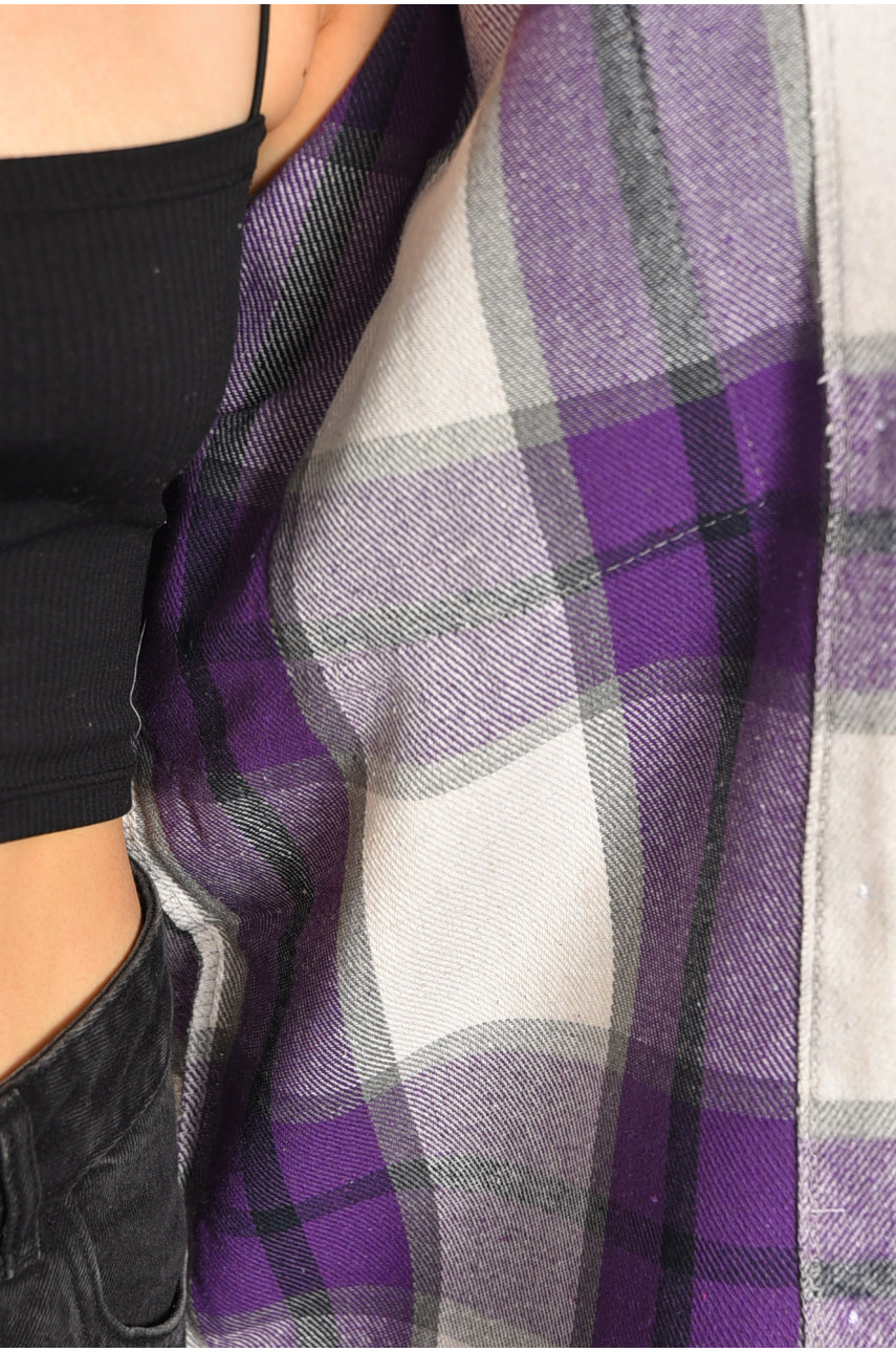 Рубашка женская в клетку фиолетового цвета 186672 Рубашка женская в клетку фиолетового цвета 186672