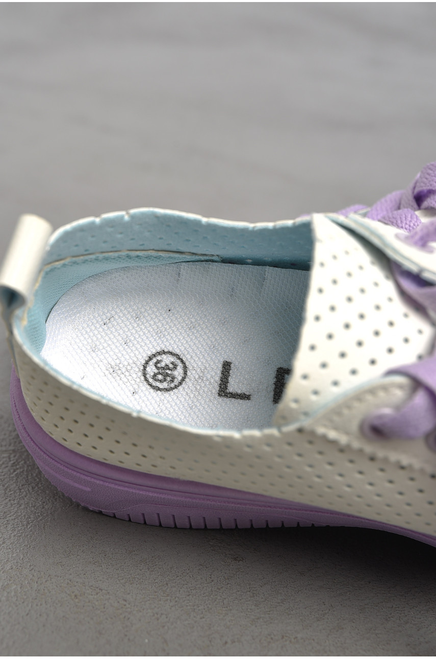 Мокасини жіночі біло-бузкового кольору на шнурівці 561-4 186758 Мокасини жіночі біло-бузкового кольору на шнурівці 561-4 186758