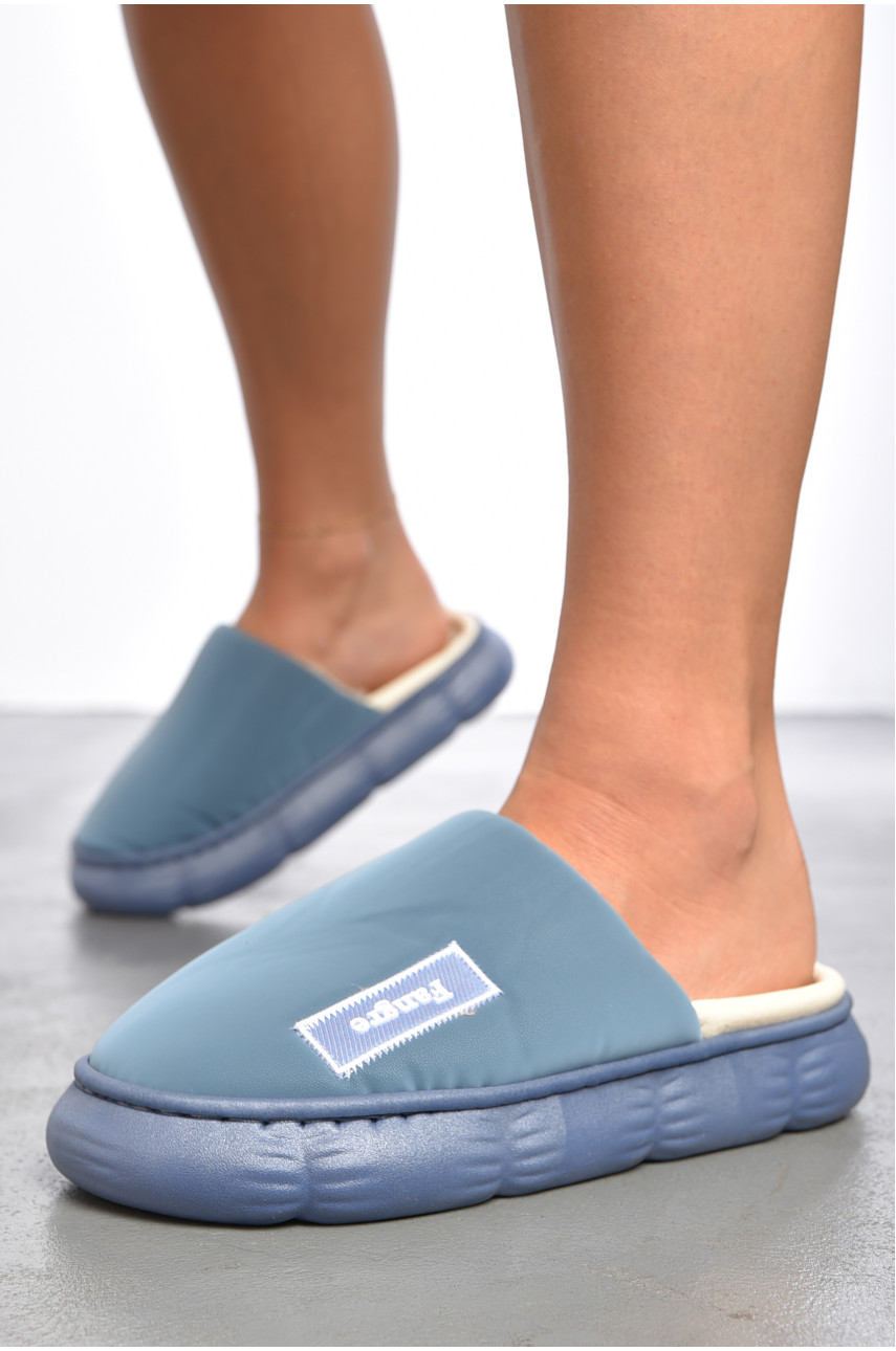 Тапочки домашние женские теплые синего цвета А-635 186833 Тапочки домашние женские теплые синего цвета А-635 186833