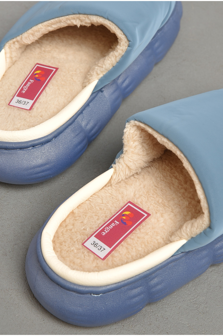 Тапочки домашние женские теплые синего цвета А-635 186833 Тапочки домашние женские теплые синего цвета А-635 186833