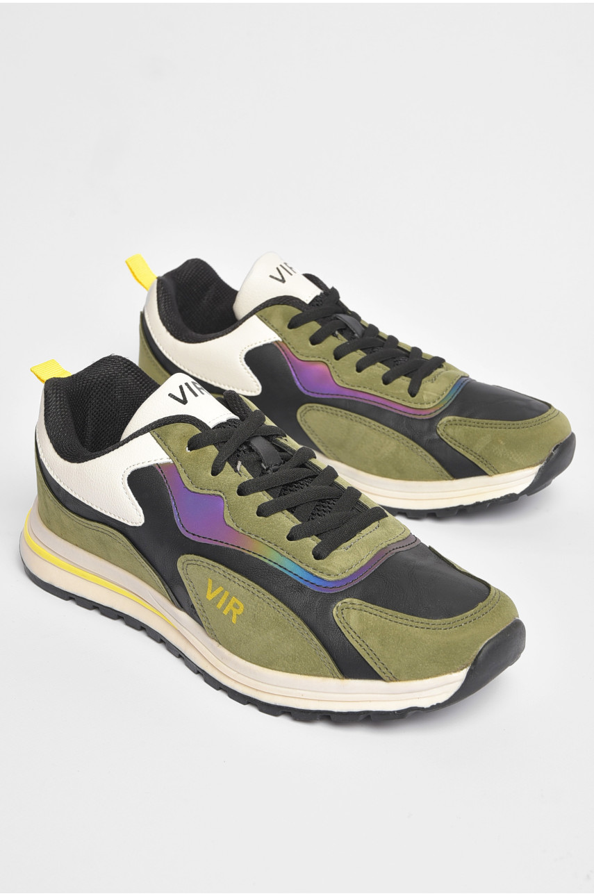 Кросівки чоловічі кольору хакі на шнурівці 8956А-6 186847