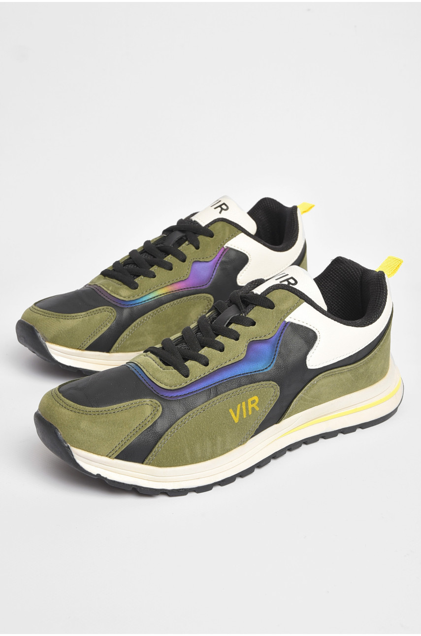 Кросівки чоловічі кольору хакі на шнурівці 8956А-6 186847