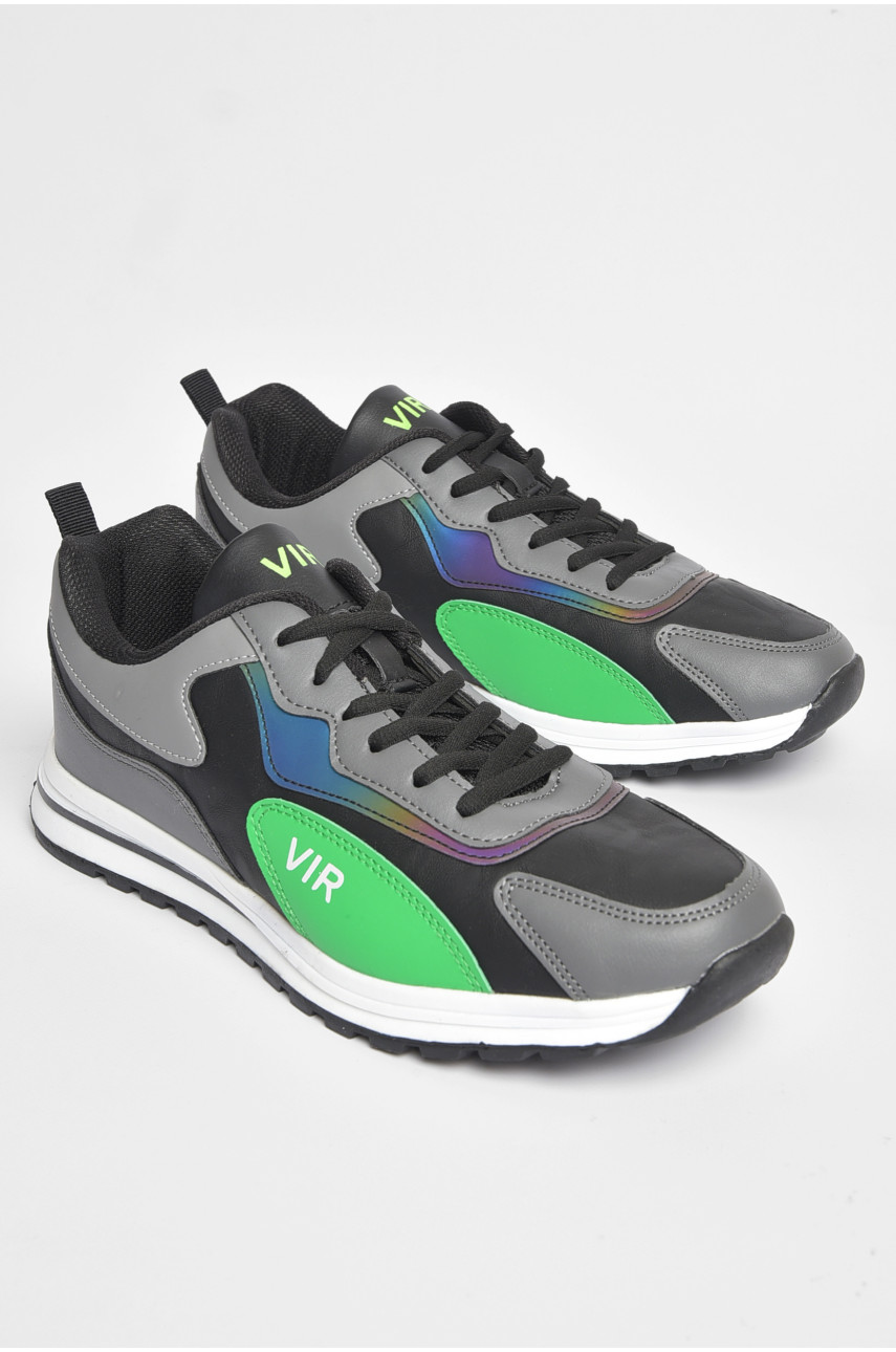 Кросівки чоловічі чорно-сірого кольору на шнурівці 8956А-3 186848