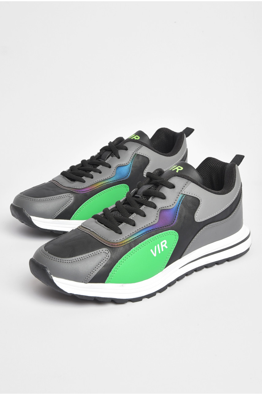 Кросівки чоловічі чорно-сірого кольору на шнурівці 8956А-3 186848