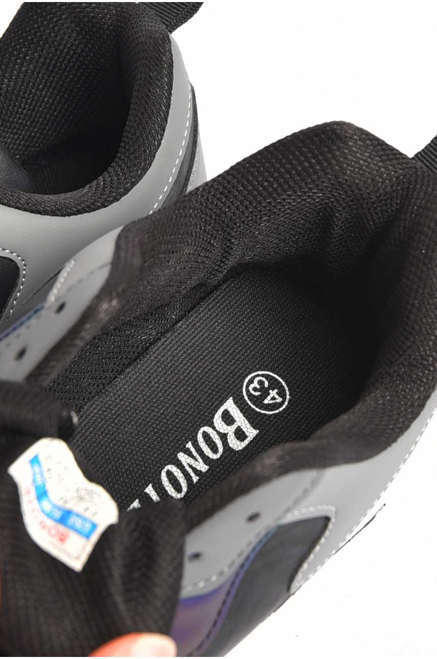 Кросівки чоловічі чорно-сірого кольору на шнурівці 8956А-3 186848