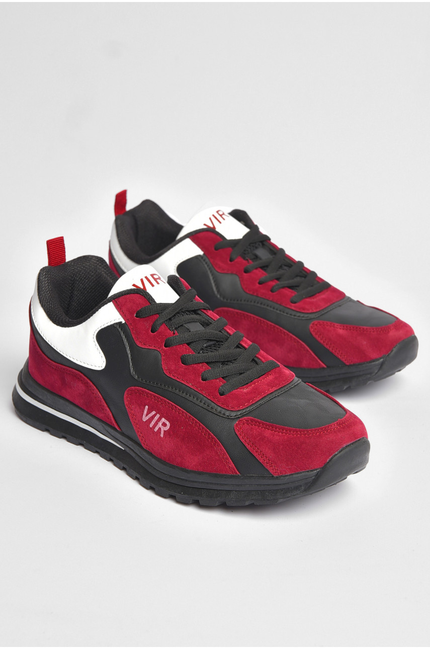 Кросівки чоловічі бордового кольору на шнурівці 8956А-5 186851
