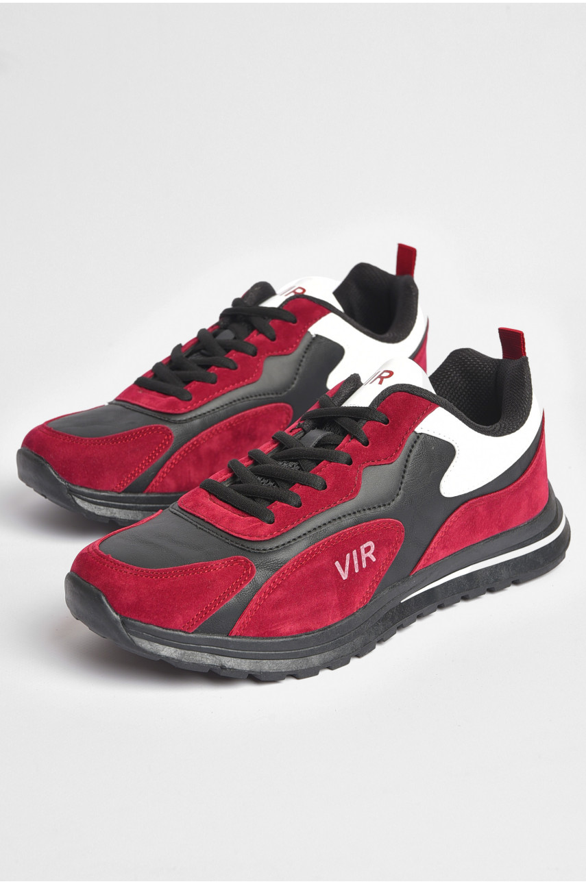 Кросівки чоловічі бордового кольору на шнурівці 8956А-5 186851