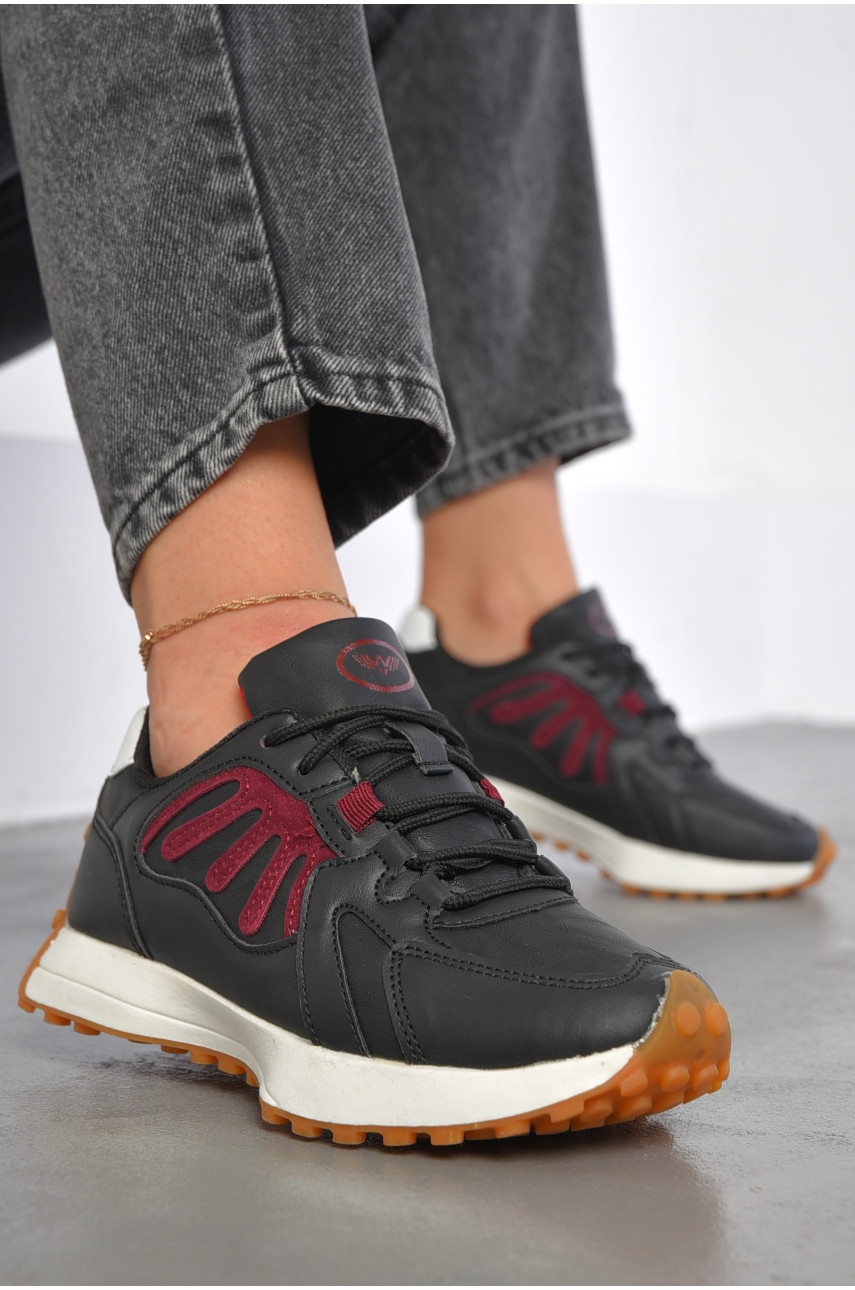 Кросівки жіночі чорного кольору на шнурівці 8959В-1 186856