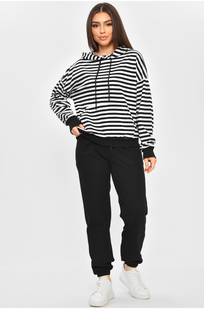 Спортивный костюм женский черного цвета в полоску 3329 186873
