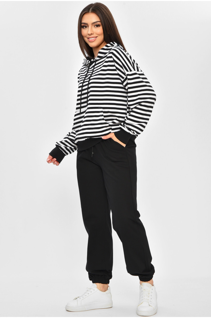 Спортивный костюм женский черного цвета в полоску 3329 186873