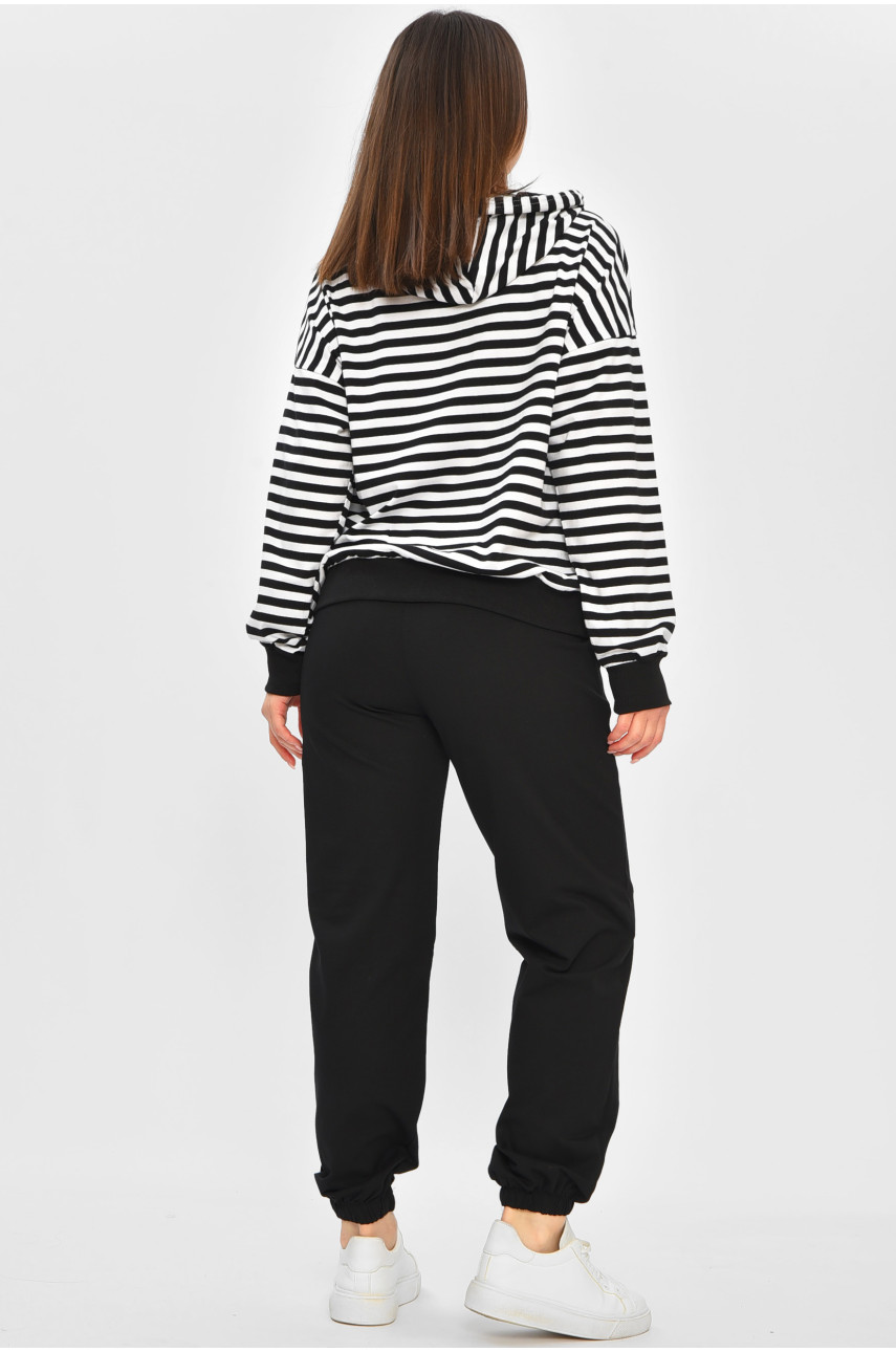 Спортивный костюм женский черного цвета в полоску 3329 186873