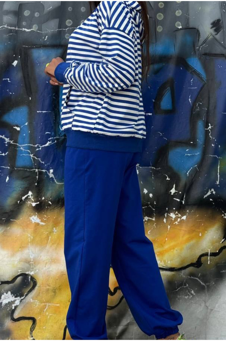 Спортивный костюм женский синего цвета в полоску 3329 186875