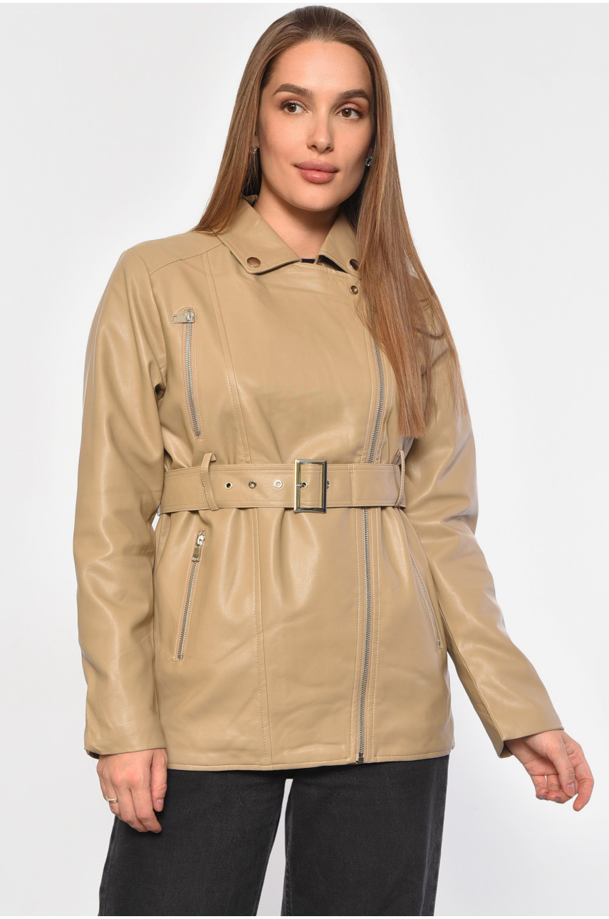 Куртка жіноча з екошкіри кольору мокко 8066 186900
