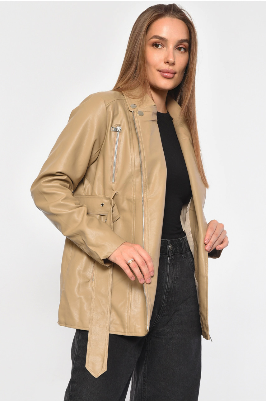 Куртка жіноча з екошкіри кольору мокко 8066 186900