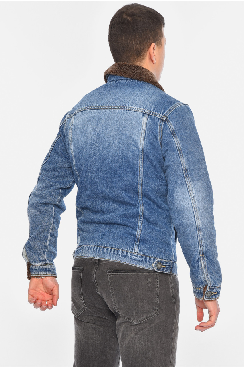 Джинсівка чоловіча на штучному хутрі синього кольору 533 186910 Джинсівка чоловіча на штучному хутрі синього кольору 533 186910