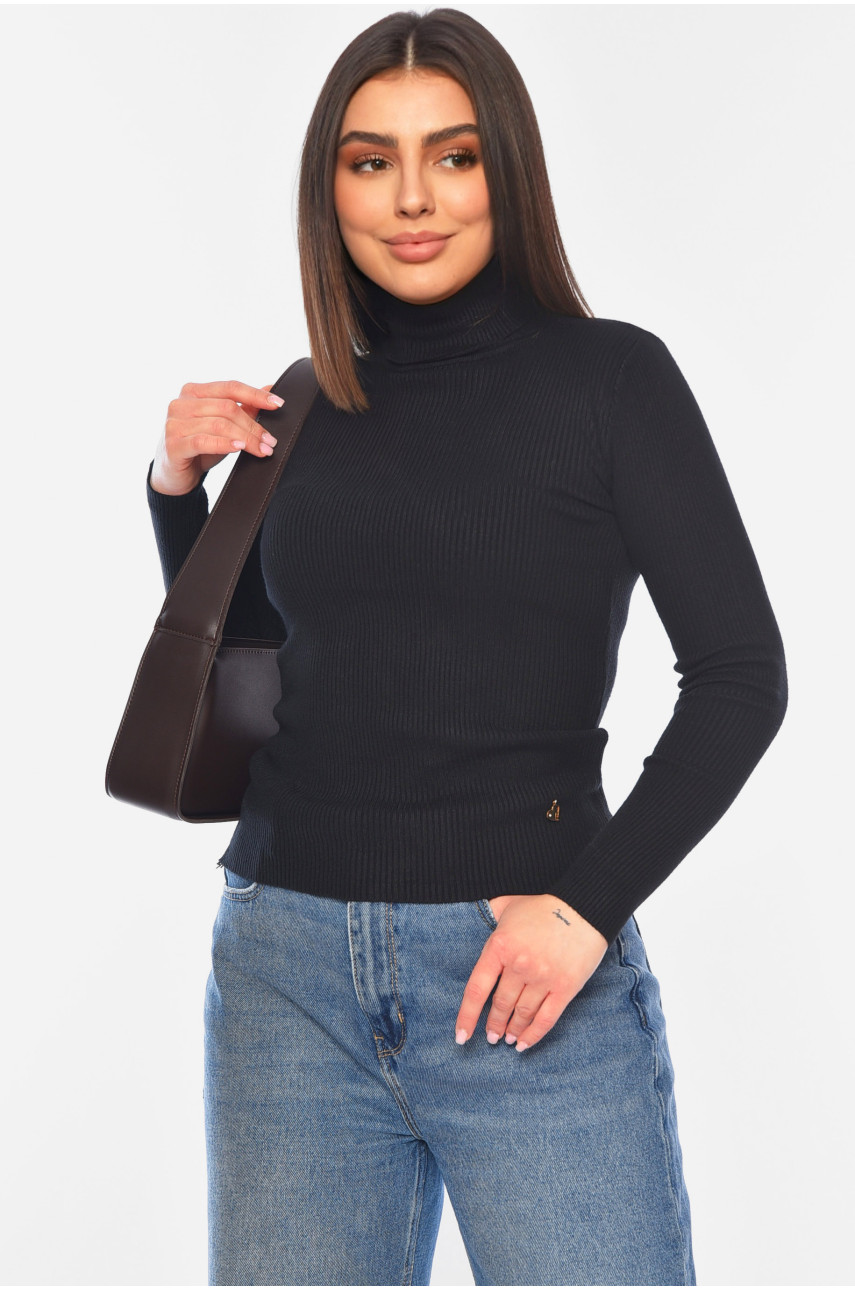 Гольф жіночий трикотажний чорного кольору 920 186914 Гольф жіночий трикотажний чорного кольору 920 186914