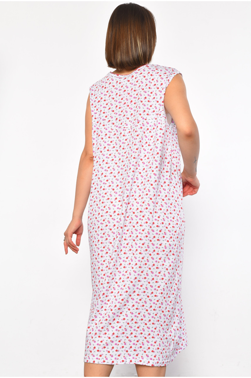 Ночнушка женская полубатальная белого цвета с цветочным принтом 153 186939 Ночнушка женская полубатальная белого цвета с цветочным принтом 153 186939