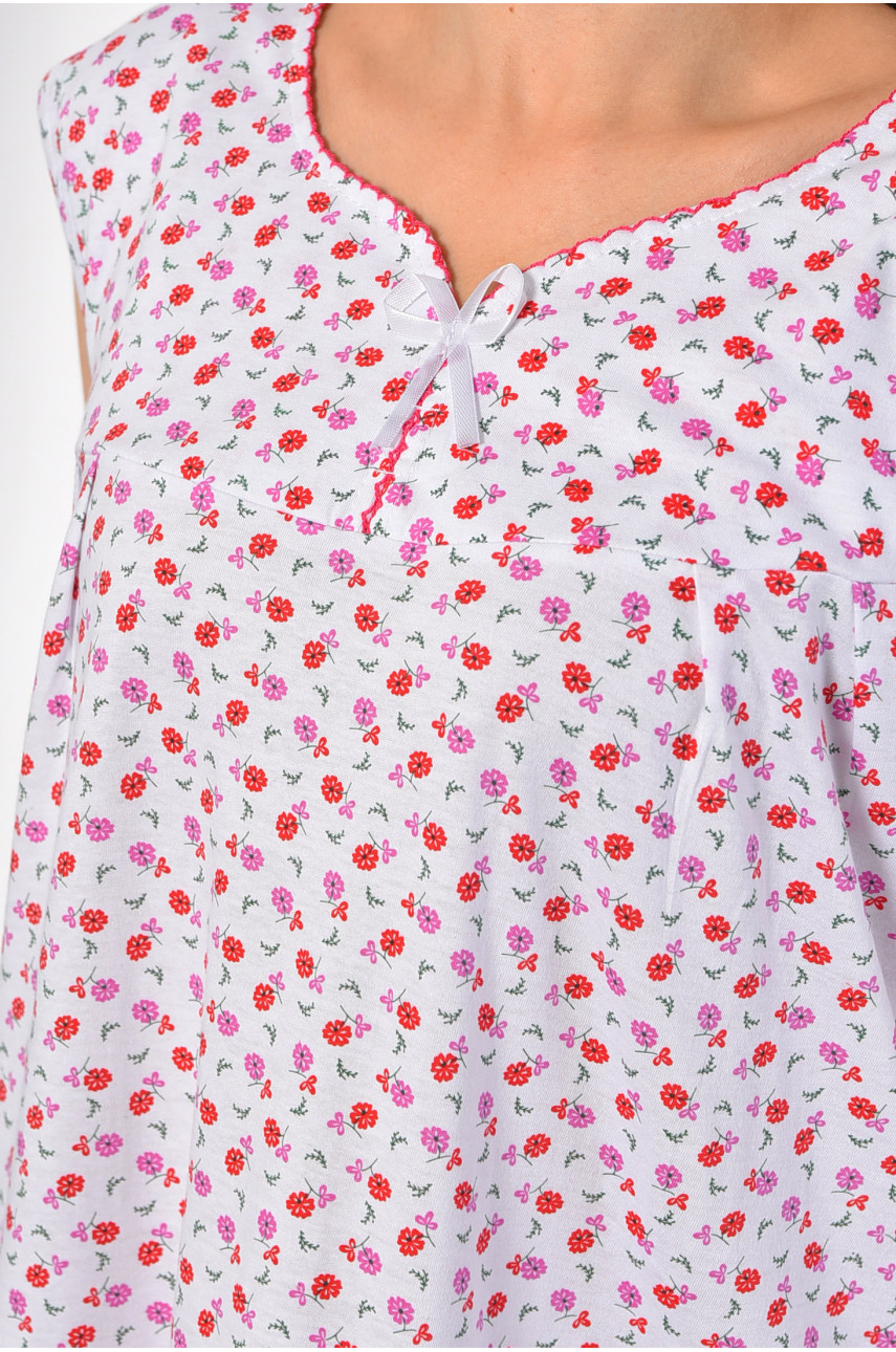 Ночнушка женская полубатальная белого цвета с цветочным принтом 153 186939 Ночнушка женская полубатальная белого цвета с цветочным принтом 153 186939