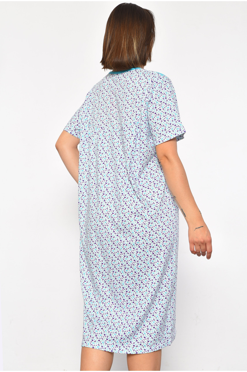 Ночнушка женская полубатальная белого цвета с цветочным принтом 018 186957