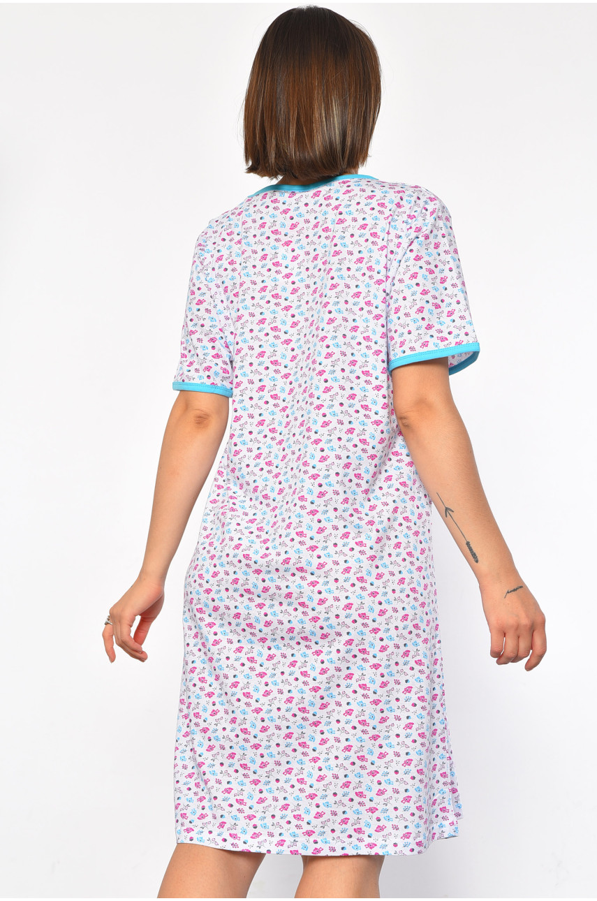 Ночнушка женская полубатальная белого цвета с цветочным принтом 184 186974