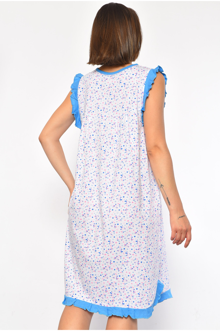 Нічна сорочка напівбатальна жіноча білого кольору з квітковим принтом 130 186990 Нічна сорочка напівбатальна жіноча білого кольору з квітковим принтом 130 186990