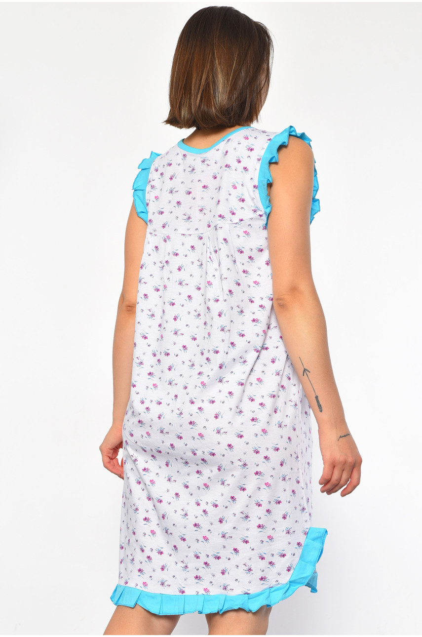 Ночнушка женская полубатальная белого цвета с цветочным принтом 130 187002 Ночнушка женская полубатальная белого цвета с цветочным принтом 130 187002