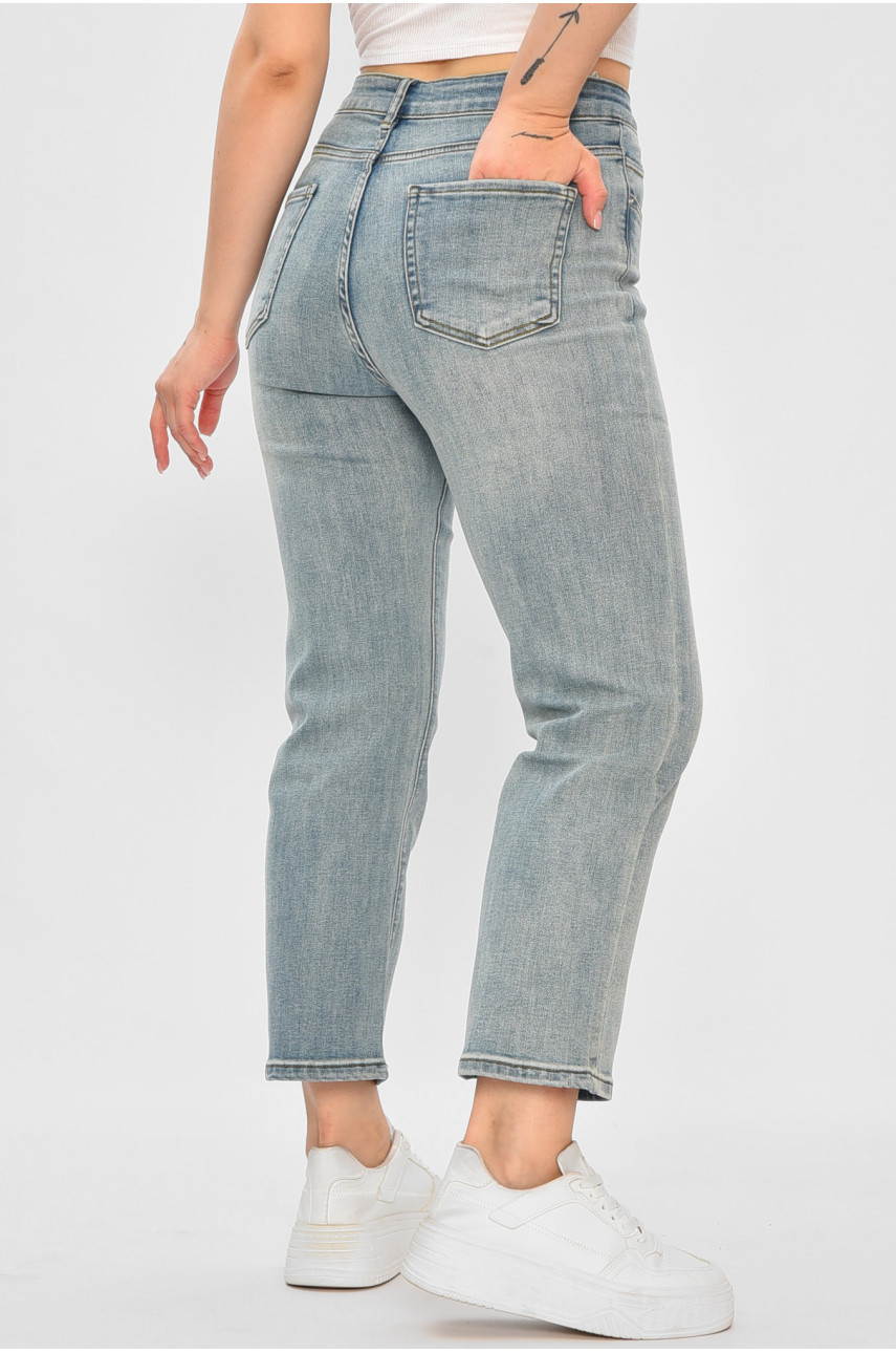 Джинси жіночі вкорочені блакитного кольору 85392 187016