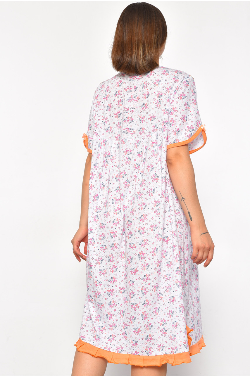 Ночнушка женская полубатальная белого цвета с цветочным принтом 131 187022 Ночнушка женская полубатальная белого цвета с цветочным принтом 131 187022