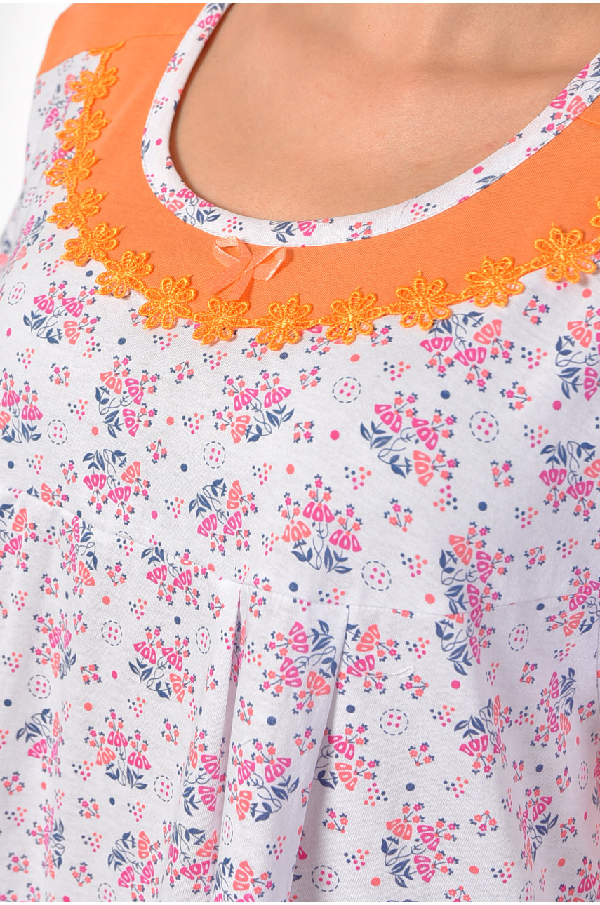 Ночнушка женская полубатальная белого цвета с цветочным принтом 131 187022 Ночнушка женская полубатальная белого цвета с цветочным принтом 131 187022